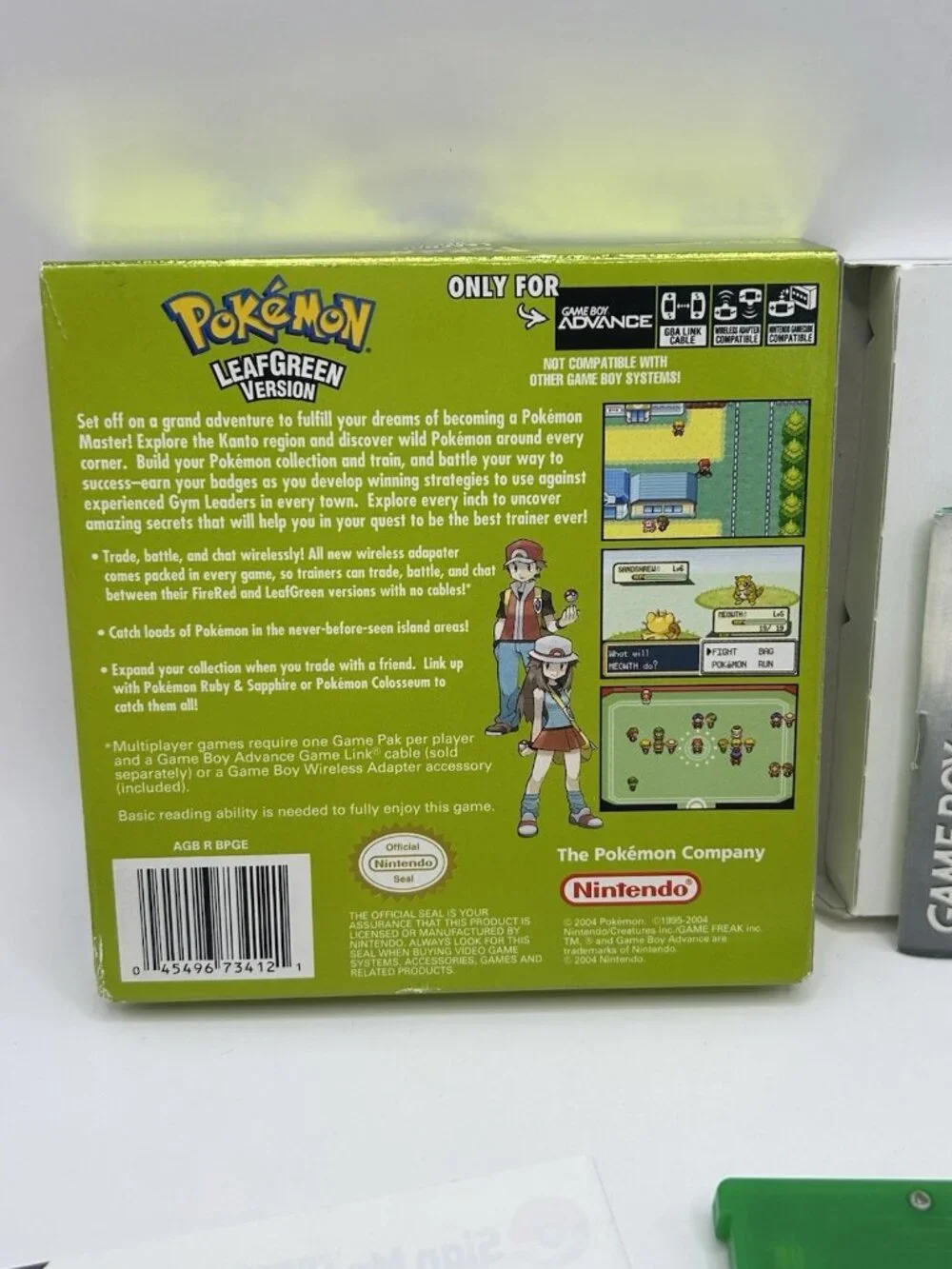 Pokemon LeafGreen (Nintendo Gameboy Advance, 2004) GBA Authentic Box Manuals Vtg